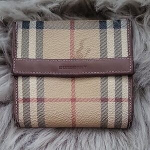 Burberry Beige and Brown Checkered Wallet